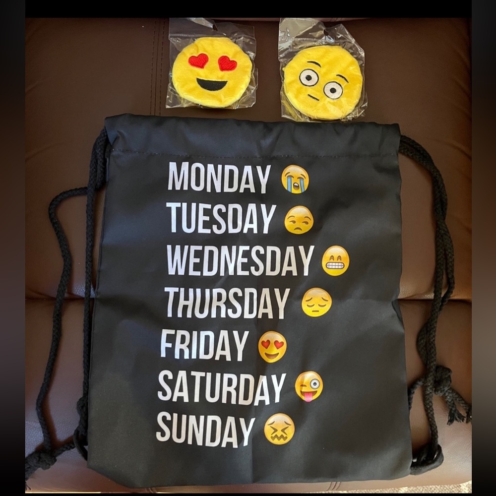 Emoji string backpacks and emoji coin purses